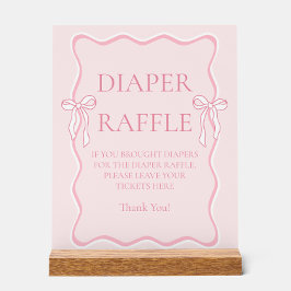 Roze Bow Baby shower Luier Raffle Game Acryl Bord