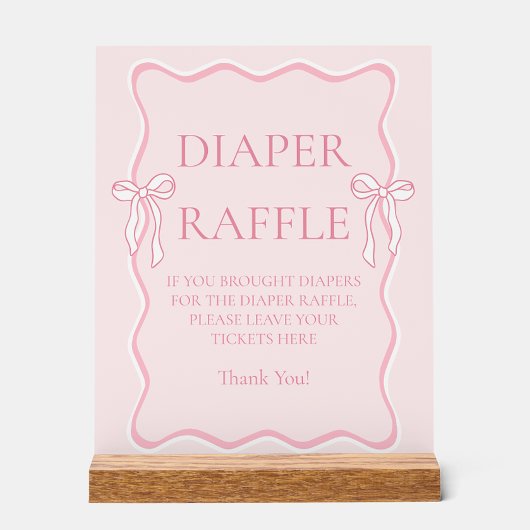 Roze Bow Baby shower Luier Raffle Game Acryl Bord