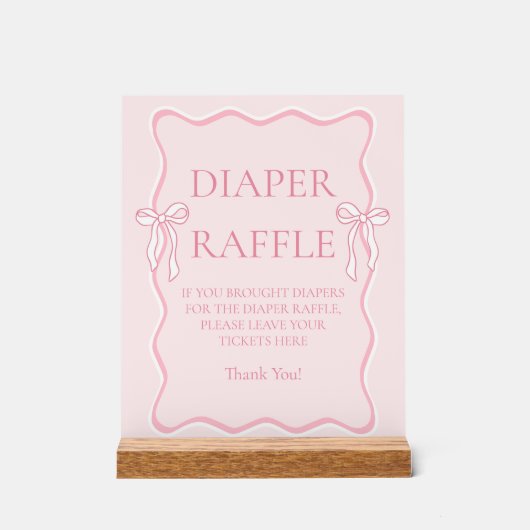 Roze Bow Baby shower Luier Raffle Game Acryl Bord (Voorkant)