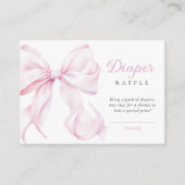 Roze Bow Baby shower Luier Raffle Informatiekaartje (Voorkant)