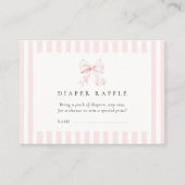 Roze Bow Baby shower Luier Raffle Informatiekaartje (Voorkant)
