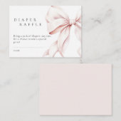 Roze Bow Baby shower Luier Raffle Informatiekaartje (Voorkant / Achterkant)