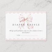 Roze Bow Baby shower Luier Raffle Informatiekaartje (Voorkant)