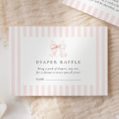 Roze Bow Baby shower Luier Raffle Informatiekaartje