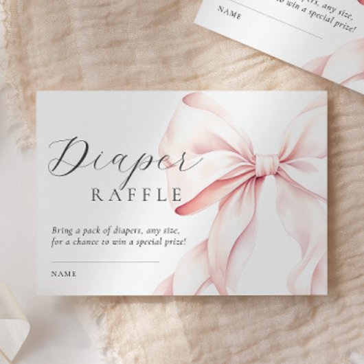 Roze Bow Baby shower Luier Raffle Informatiekaartje
