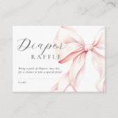 Roze Bow Baby shower Luier Raffle Informatiekaartje (Voorkant)