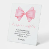 Roze Bow Baby shower Luier Raffle Reclamebord Met Voetstuk (Voorkant)