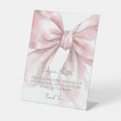 Roze Bow Baby shower Luier Raffle Reclamebord Met Voetstuk (Voorkant)