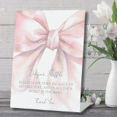 Roze Bow Baby shower Luier Raffle Reclamebord Met Voetstuk