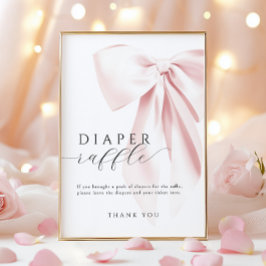 Roze Bow Baby shower Luier Raffle Tafelteken Poster