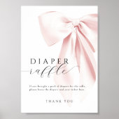 Roze Bow Baby shower Luier Raffle Tafelteken Poster (Voorkant)
