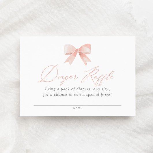 Roze Bow Baby shower Luier Raffle Ticket Informatiekaartje