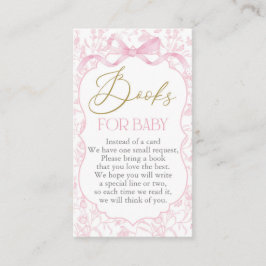 Roze Bow Baby shower Meisje Boek Informatiekaartje
