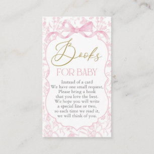 Roze Bow Baby shower Meisje Boek Informatiekaartje