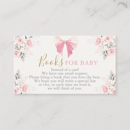 Roze Bow Baby shower Meisje Boeken voor Baby Kaart (Voorkant)