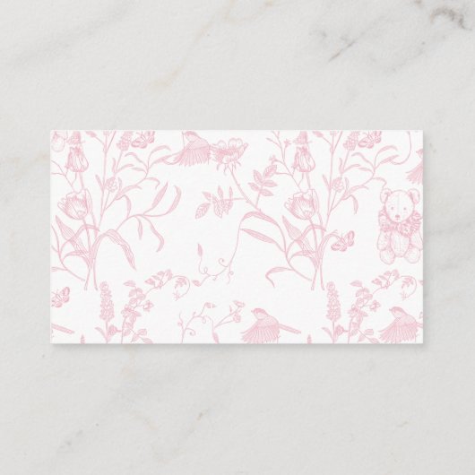 Roze Bow Baby shower Meisje Custom Informatiekaartje (Achterkant)