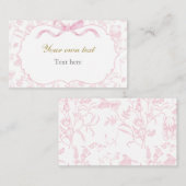 Roze Bow Baby shower Meisje Custom Informatiekaartje (Voorkant / Achterkant)