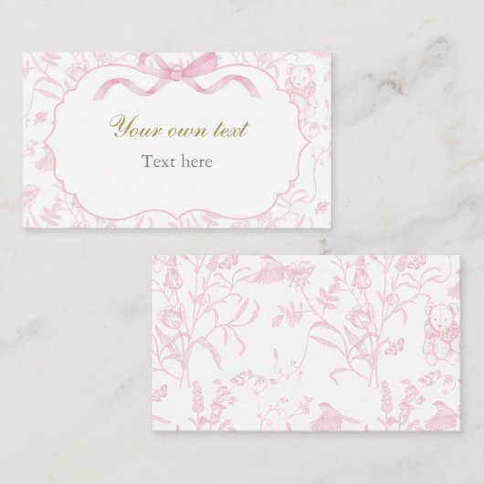 Roze Bow Baby shower Meisje Custom Informatiekaartje (Voorkant / Achterkant)