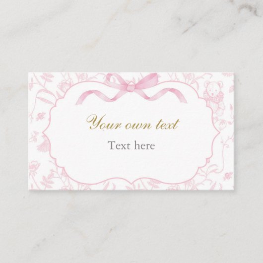 Roze Bow Baby shower Meisje Custom Informatiekaartje (Voorkant)