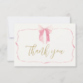 Roze Bow Baby shower Meisje Dank u Kaart (Voorkant)