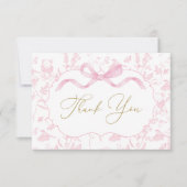 Roze Bow Baby shower Meisje Dank u Kaart (Voorkant)