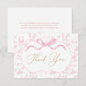 Roze Bow Baby shower Meisje Dank u Kaart (Voorkant / Achterkant)