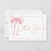 Roze Bow Baby shower Meisje Dank u Kaart (Voorkant)