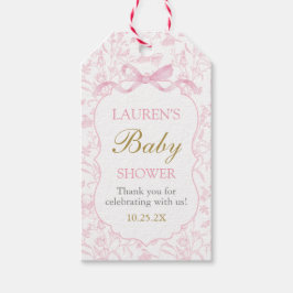 Roze Bow Baby shower Meisje Gift Label Cadeaulabel