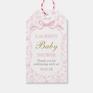 Roze Bow Baby shower Meisje Gift Label Cadeaulabel