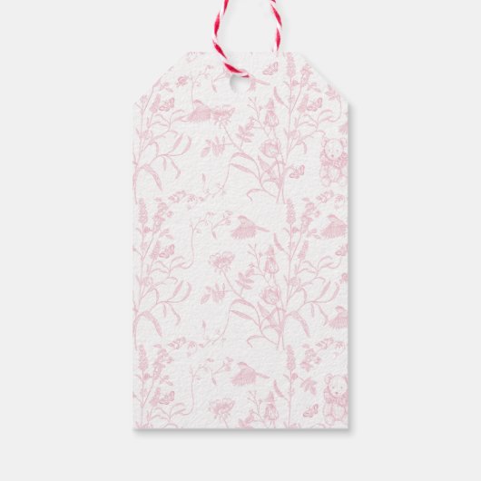 Roze Bow Baby shower Meisje Gift Label Cadeaulabel (Achterkant)