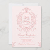 Roze Bow Baby shower Meisje  Lijst Invitation Kaart (Voorkant)