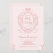 Roze Bow Baby shower Meisje  Lijst Invitation Kaart (Voorkant / Achterkant)