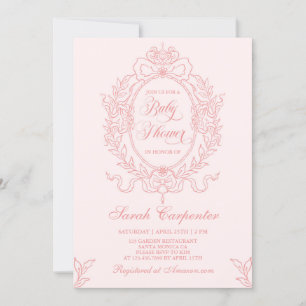 Roze Bow Baby shower Meisje  Lijst Invitation Kaart