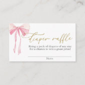 Roze Bow Baby shower Meisje Luier Raffle Informatiekaartje (Voorkant)