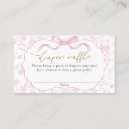 Roze Bow Baby shower Meisje Luier Raffle Informatiekaartje