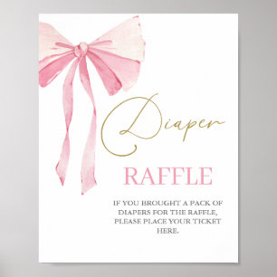 Roze Bow Baby shower Meisje Luier Raffle Teken Poster