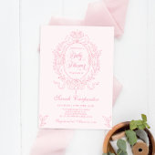 Roze Bow Baby shower Meisje  Uitnodiging