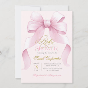 Roze Bow Baby shower Meisje uitnodiging