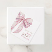 Roze Bow Baby shower Meisje Waterverf Bedankjes Labels (In situ)