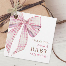 Roze Bow Baby shower Meisje Waterverf Bedankjes Labels