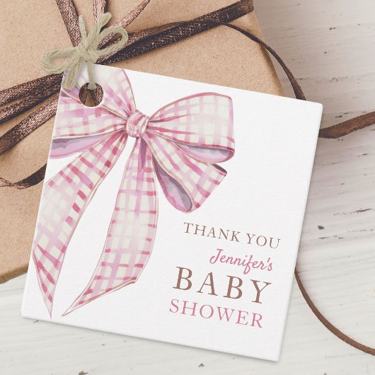 Roze Bow Baby shower Meisje Waterverf Bedankjes Labels