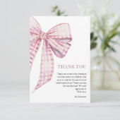 Roze Bow Baby shower Meisje Waterverf Bedankkaart (Staand voorkant)
