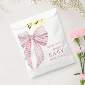 Roze Bow Baby shower Meisje Waterverf Bedankzakje (Gezegeld)
