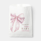 Roze Bow Baby shower Meisje Waterverf Bedankzakje (Voorkant)