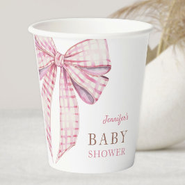 Roze Bow Baby shower Meisje Waterverf Papieren Bekers