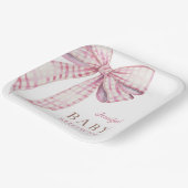 Roze Bow Baby shower Meisje Waterverf Papieren Bordje (Gebogen)