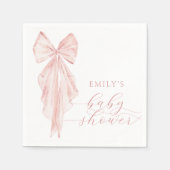 Roze Bow Baby shower Minimalistische Waterverf lin Servet (Voorkant)