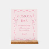 Roze Bow Baby shower Momosa Bar Acryl Bord (Voorkant)