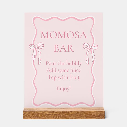 Roze Bow Baby shower Momosa Bar Acryl Bord