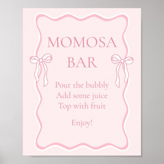 Roze Bow Baby shower Momosa Bar Poster (Voorkant)